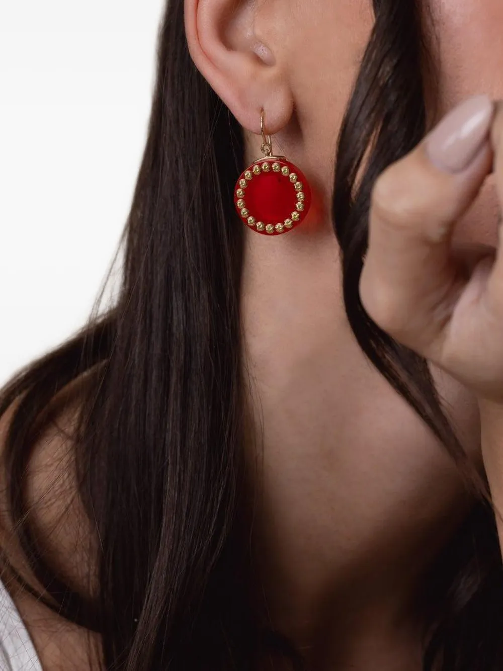 Mark Davis 18k Yellow Gold Bakelite Earrings In Multi
