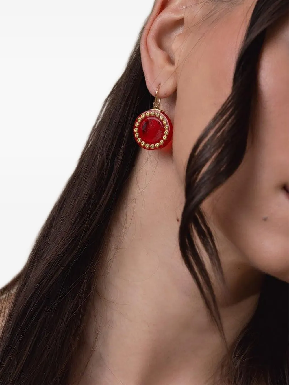 Mark Davis 18k Yellow Gold Bakelite Earrings In Multi