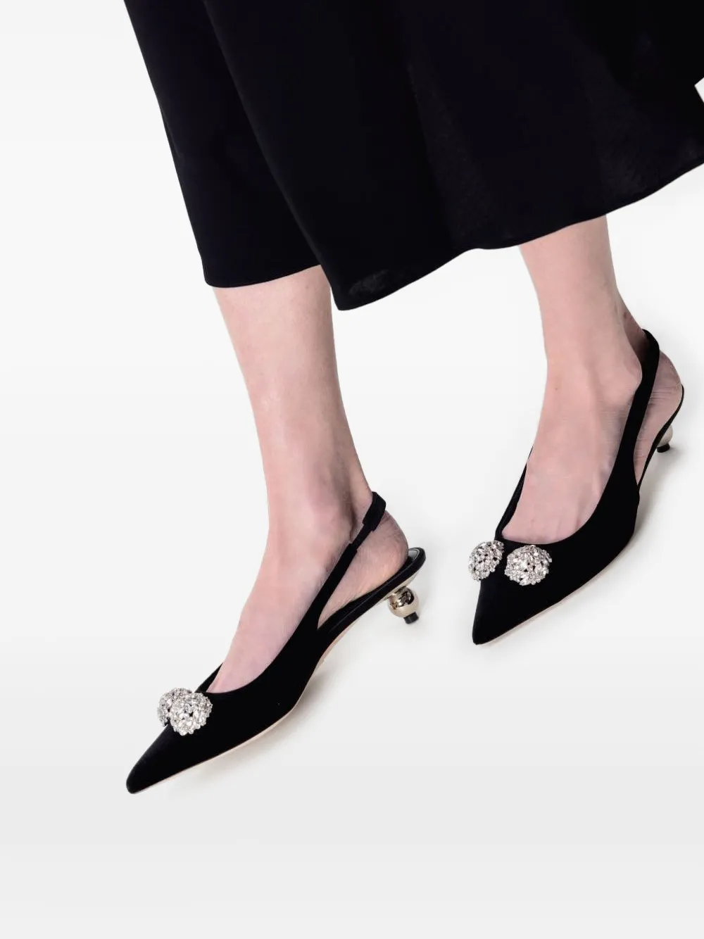 Giambattista Valli 35mm Crystal-embellished Slingback Pumps In Black
