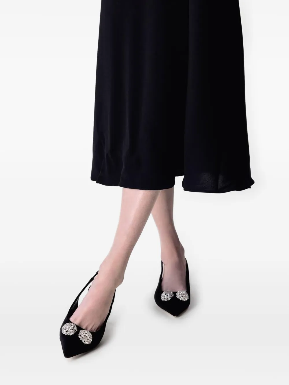 Giambattista Valli 35mm Crystal-embellished Slingback Pumps In Black