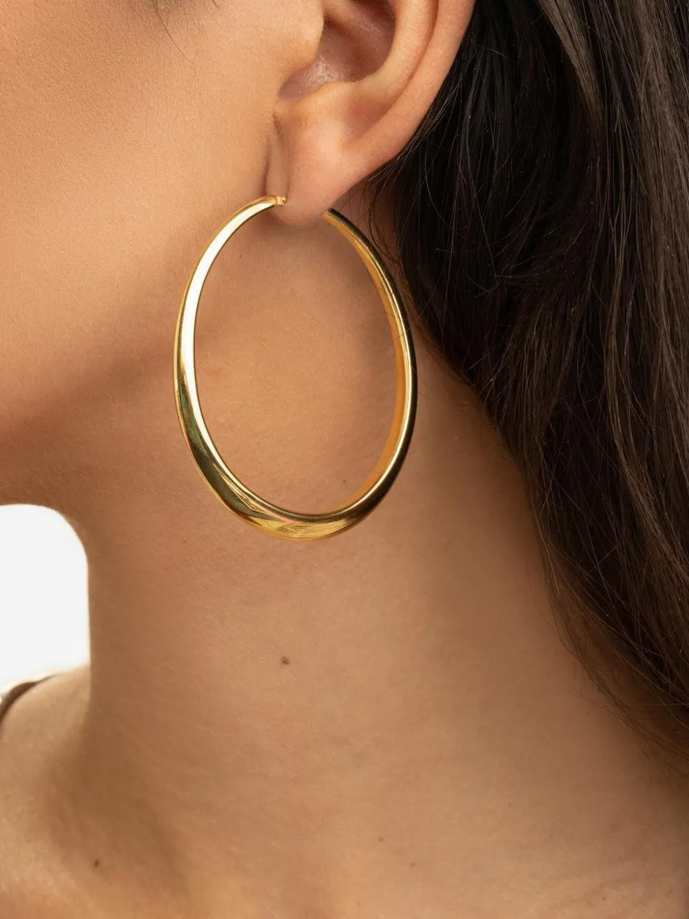  Sidney Garber 18k Yellow Gold Oval Hoop Earrings 
