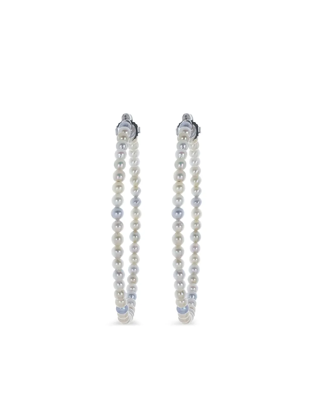 Baggins 14k White Gold Akoya Pearl Hoop Earrings In Metallic