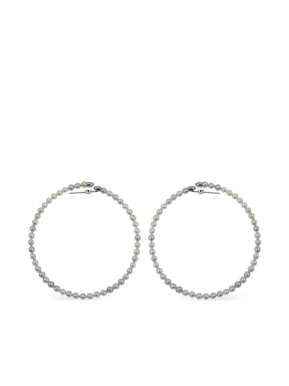 Baggins 14k White Gold Akoya Pearl Hoop Earrings In Metallic