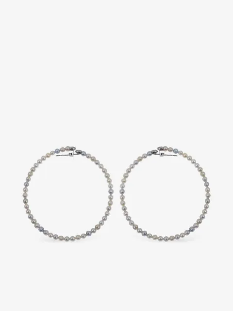 Baggins 14K white gold Akoya pearl hoop earrings