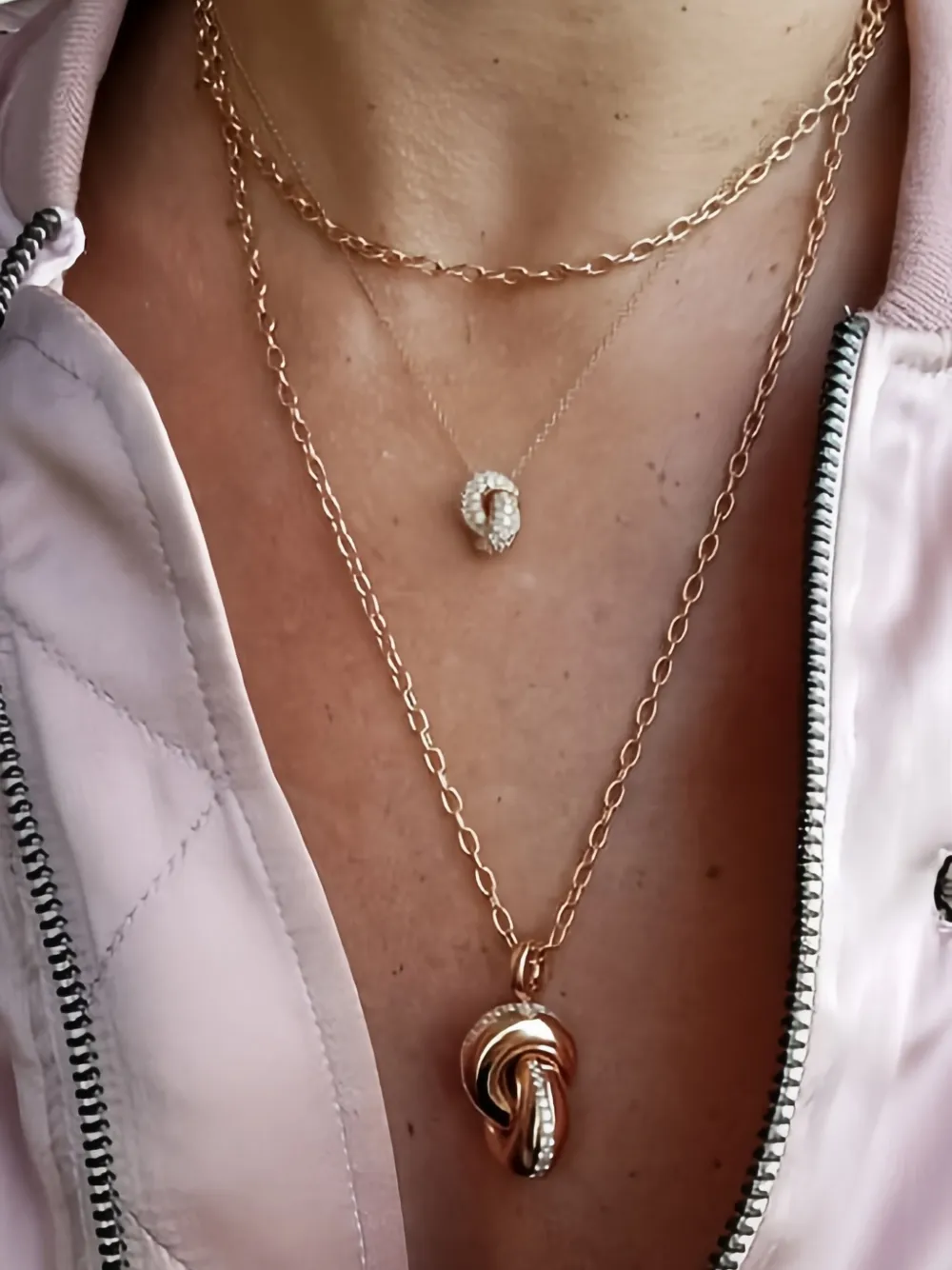 The Love Knot By Coralie 18kt Rose Gold Love Knot Pendant Necklace In Gold