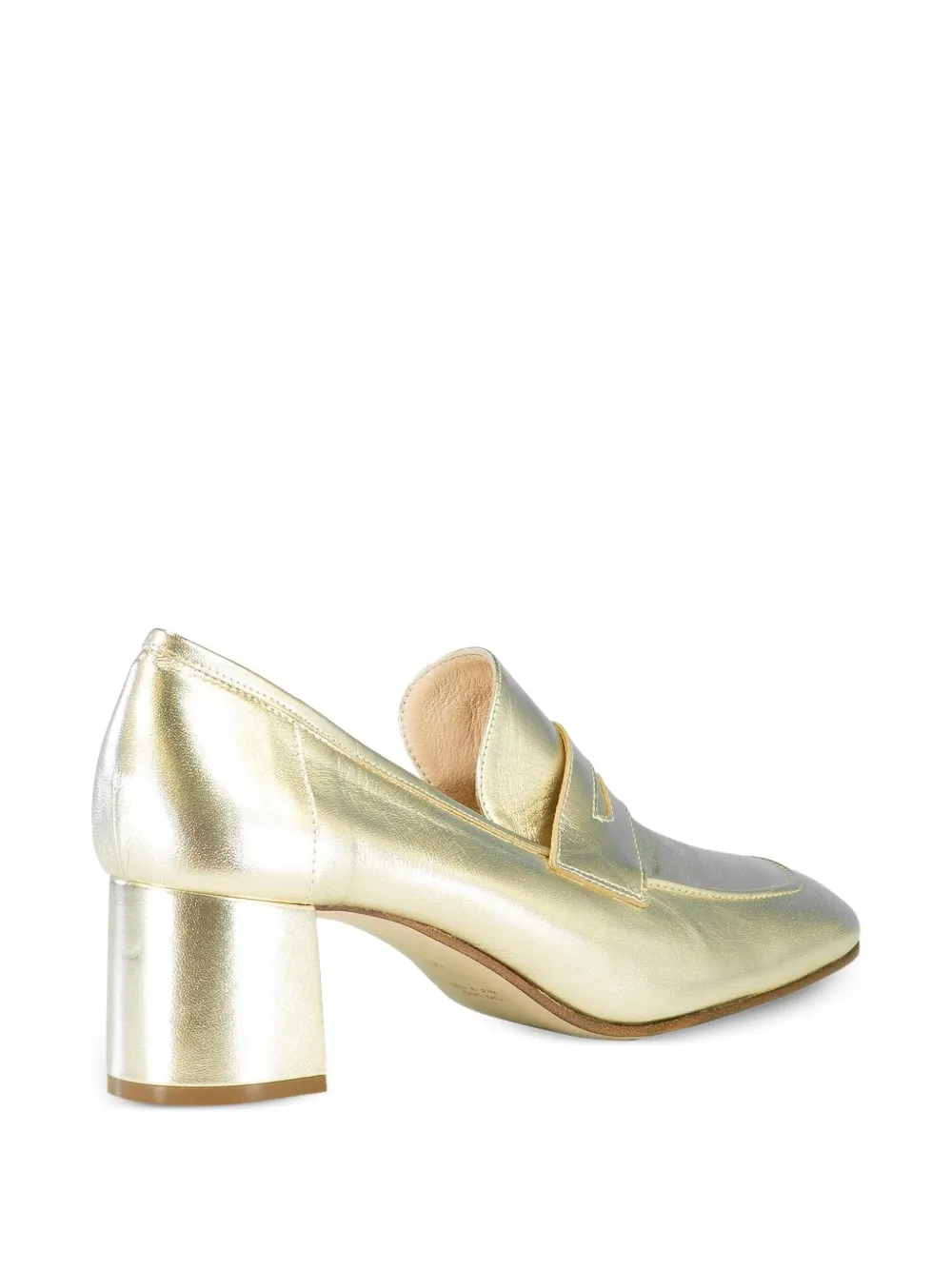 Sophique 50mm Essenziale Block-heel Metallic-leather Pumps In Gold