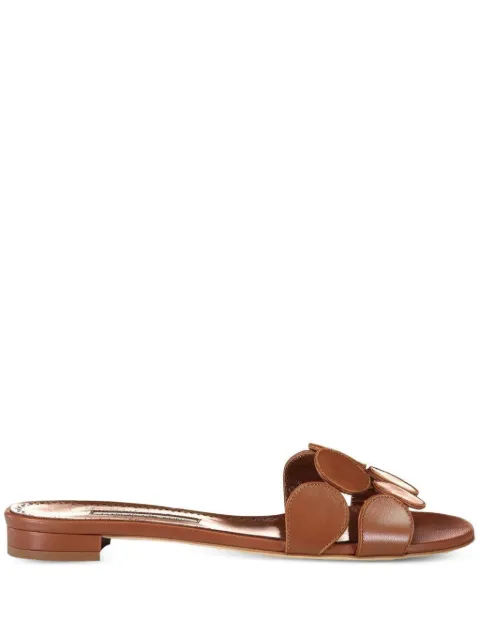 Manolo Blahnik leather circle-detail flats
