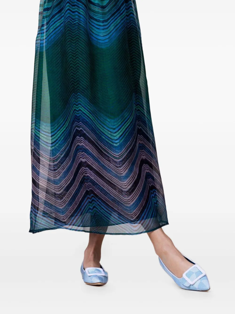 Manolo Blahnik Maysale Geometric-pattern Ballet Flats In Blue