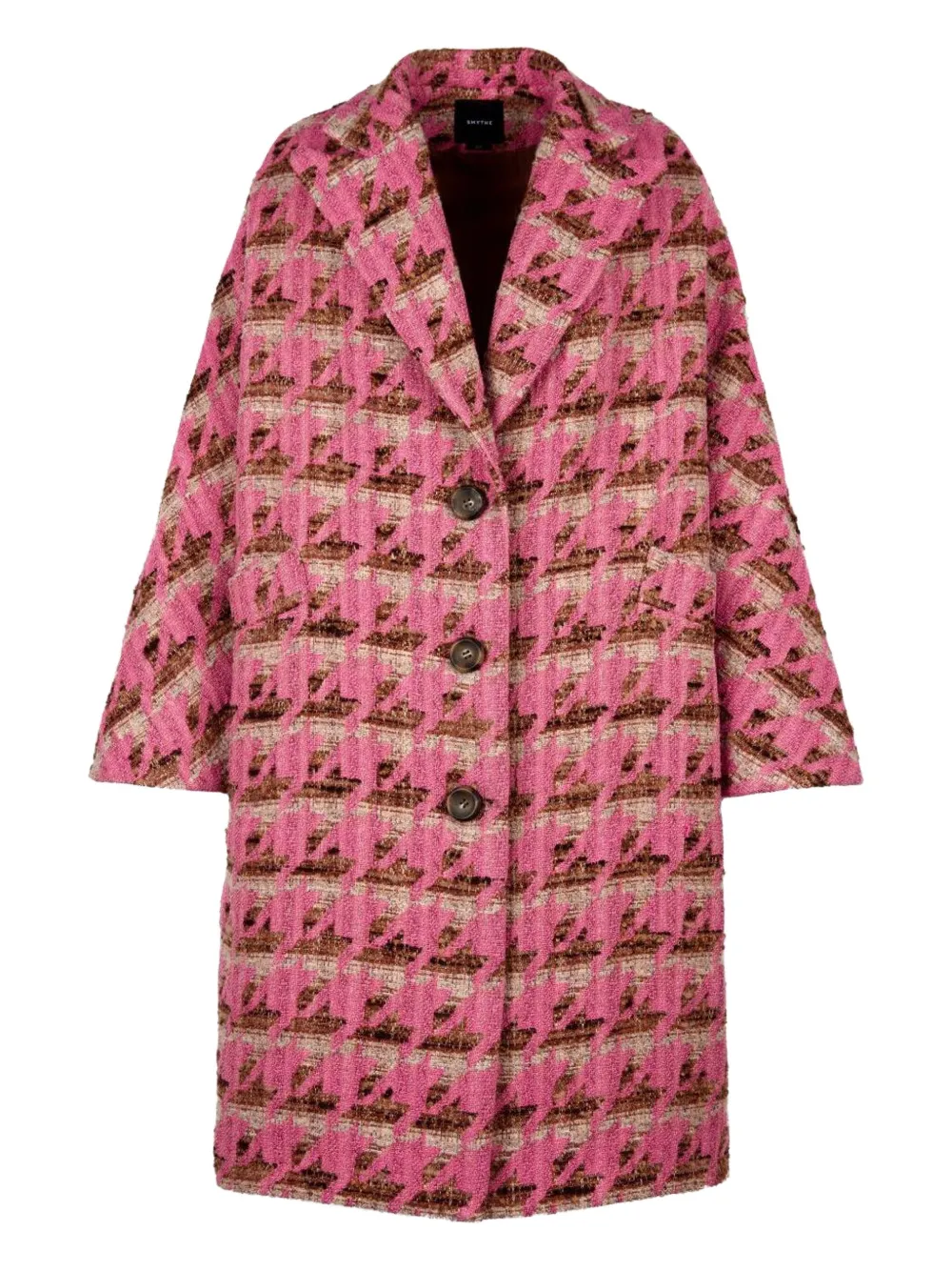 Smythe Houndstooth Oversized Coat In Pink