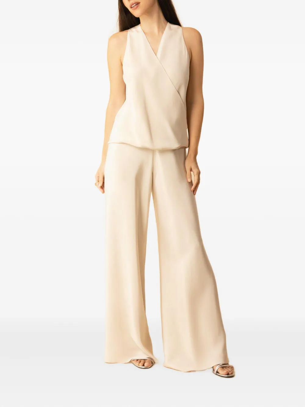 Peter Cohen Mouwloze top met gewikkelde hals - Beige