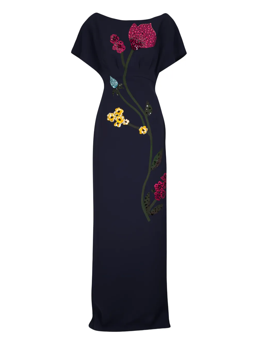 Lela Rose Abito da sera Savannah con decorazione a fiori - Blu