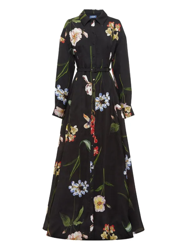 Leo Lin floral-print Belted Shirt Maxi Dress | Black | FARFETCH Leo Lin floral-print Belted Shirt Maxi Dress | Black | FARFETCH