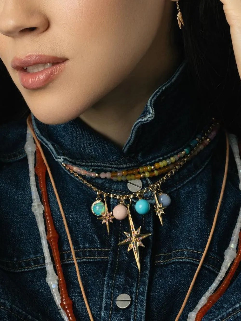 Devon Woodhill 18k Yellow Gold Morning Star Diamond And Opal Necklace In Pink