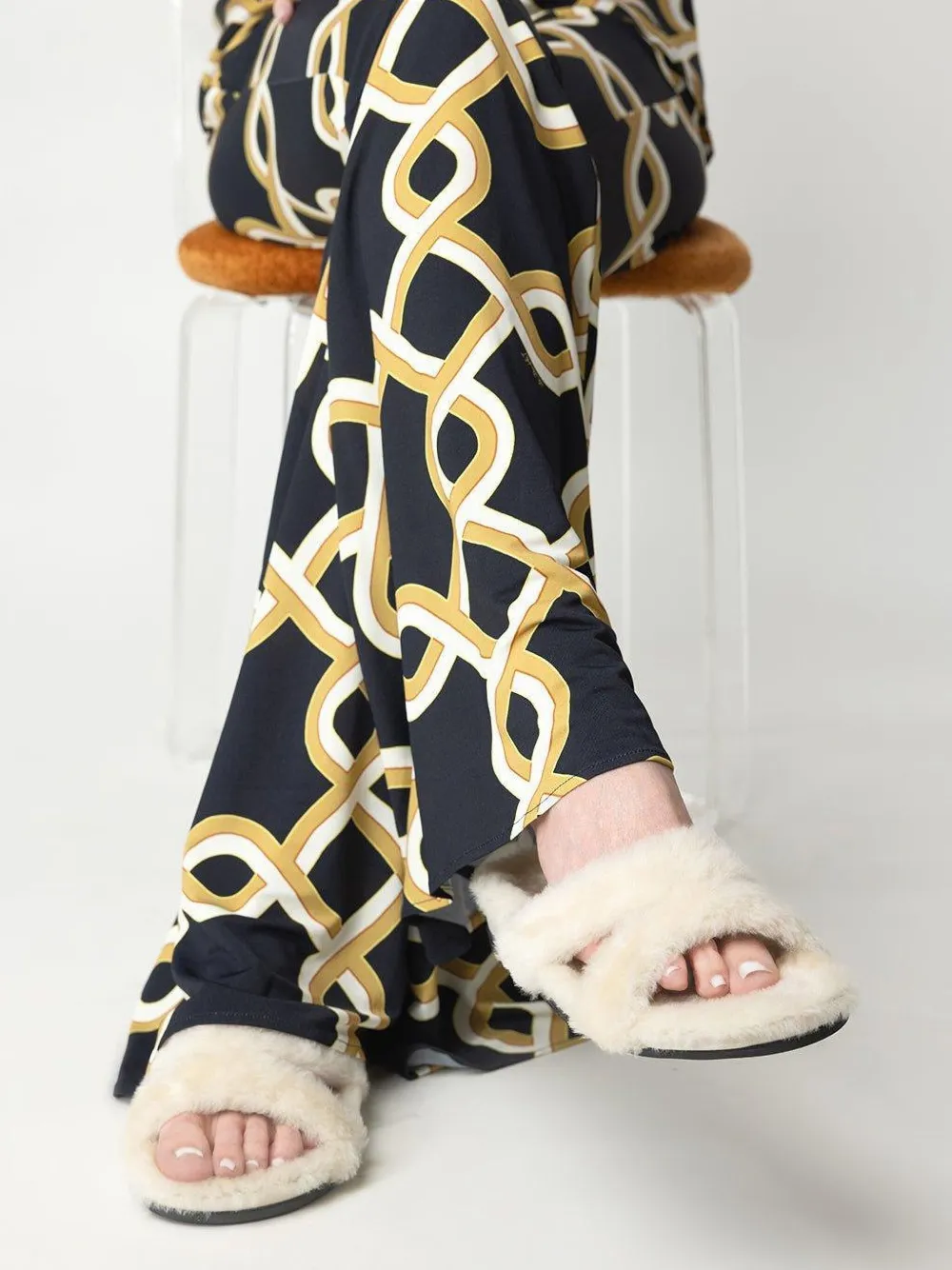 Manolo Blahnik Chilpa Double-strap Shearling Sandals In Neutral