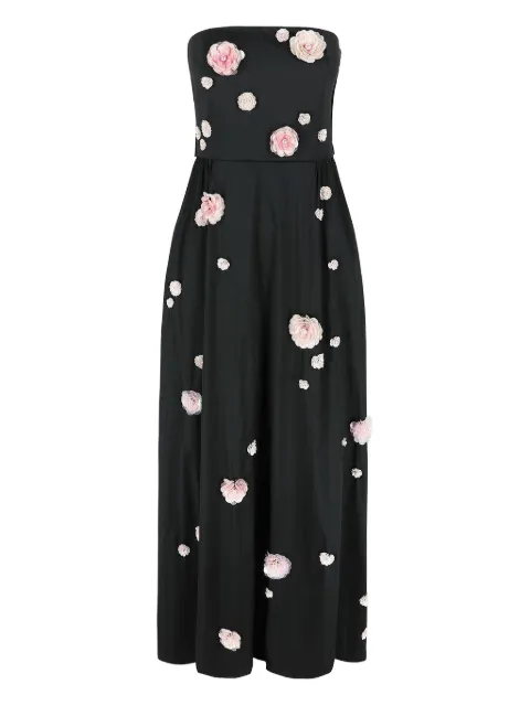 Bernadette floral-appliqué strapless dress
