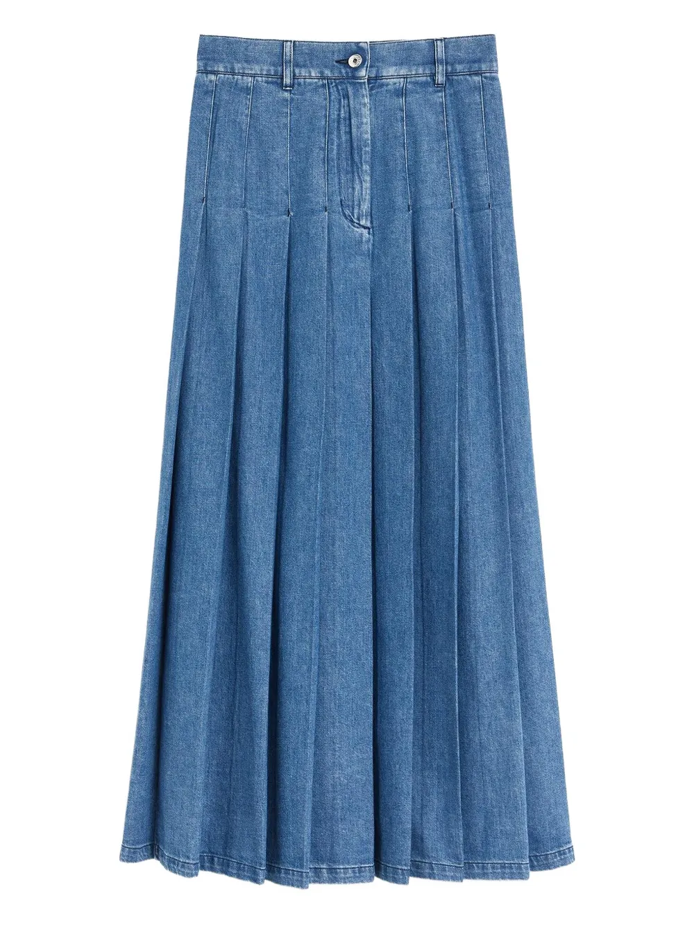 Max Mara Opunzia Pleated Denim Skirt In Blue