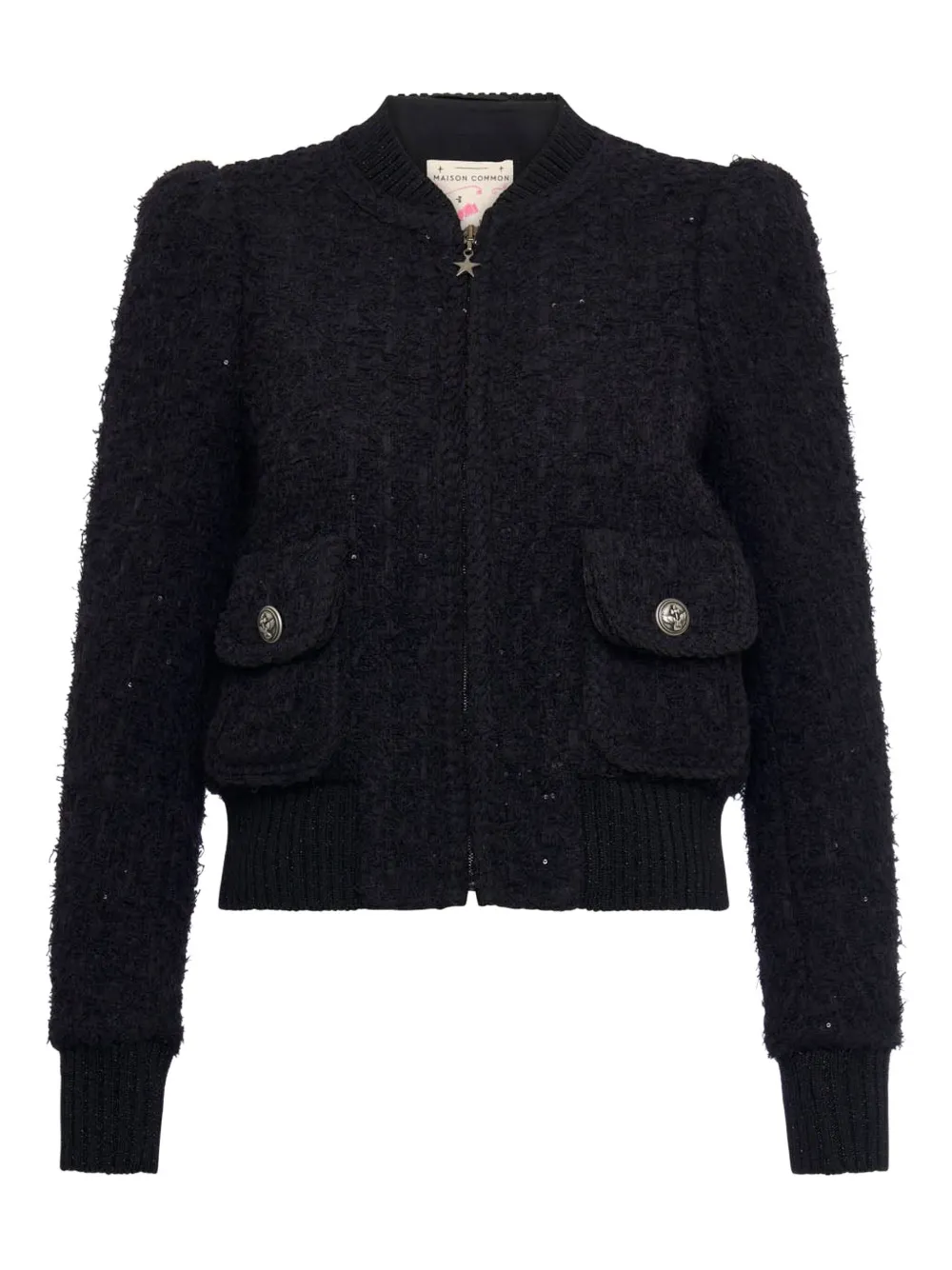 Maison Common Sequin-embellished Bomber Jacket In Black
