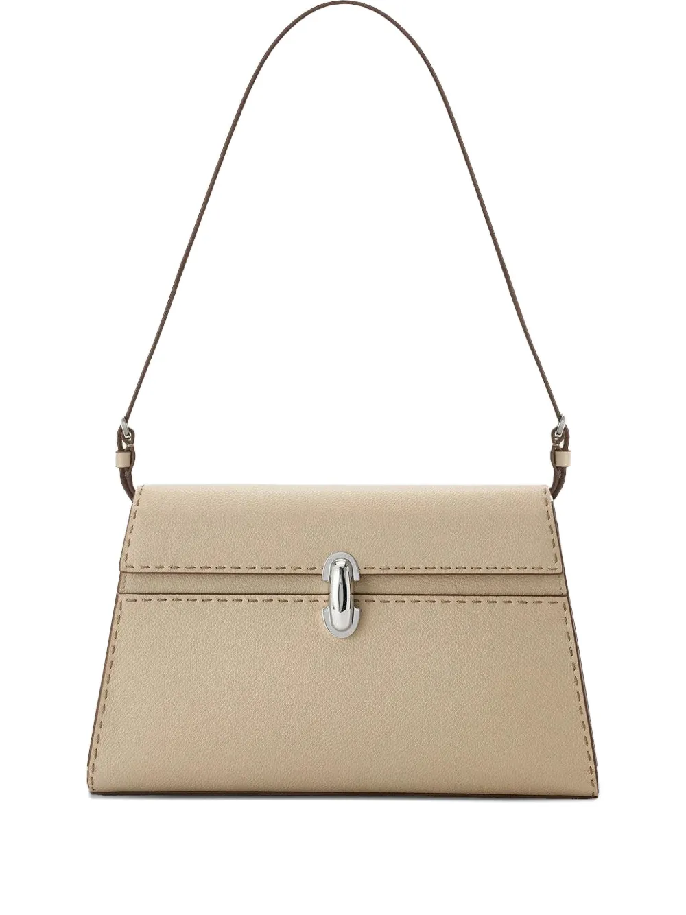 Savette Symmetry Shoulder Bag In Grained Leather Bone In Neutral