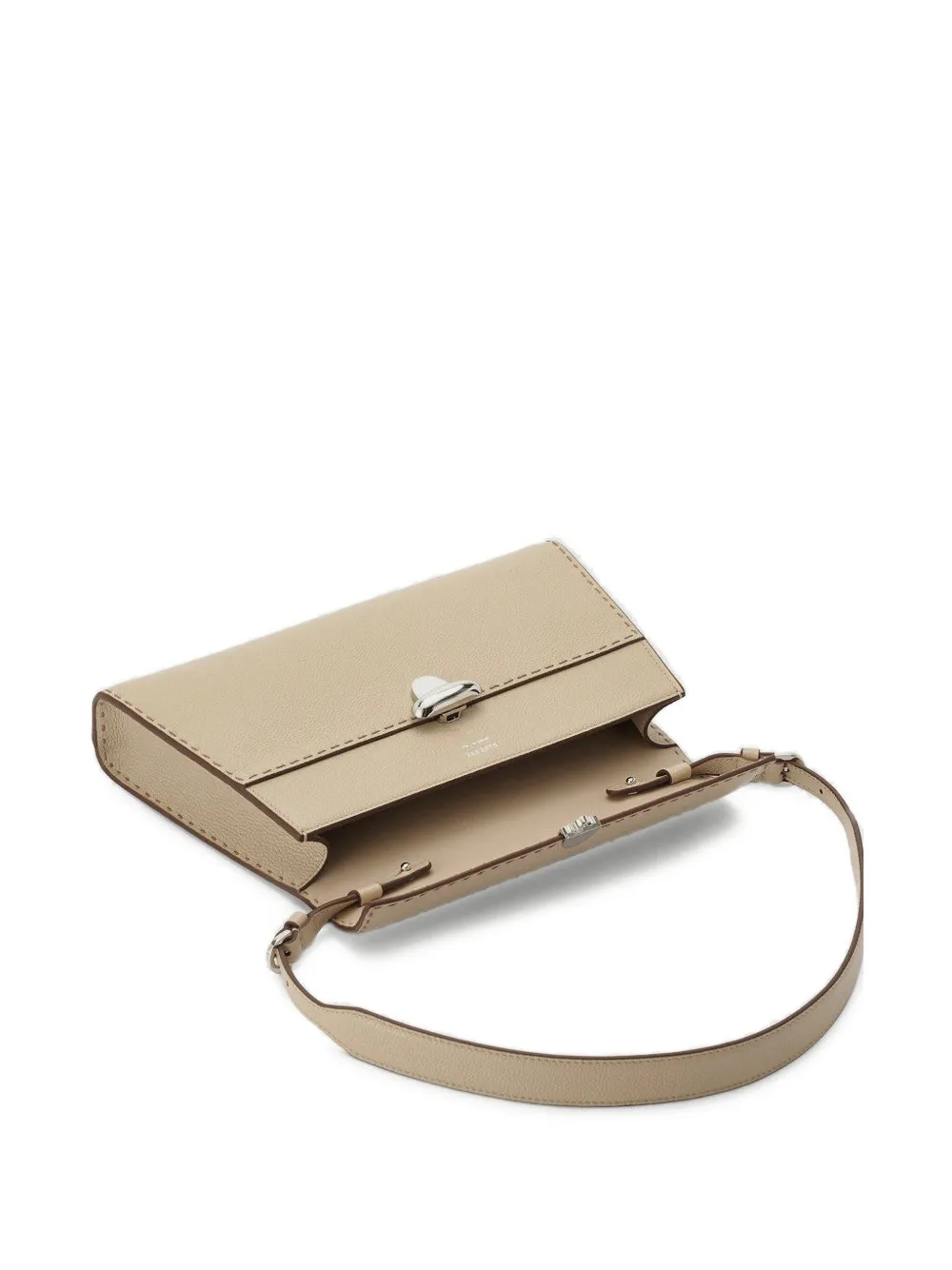 Savette Symmetry Shoulder Bag In Grained Leather Bone In Neutral