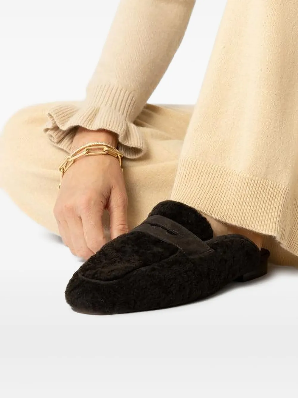Sophique Riviera Penny-strap Flat Mules In Brown