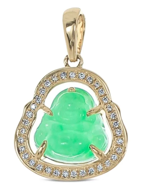 Dana Rebecca Designs 14K gold mini Buddha diamond and jade pendant