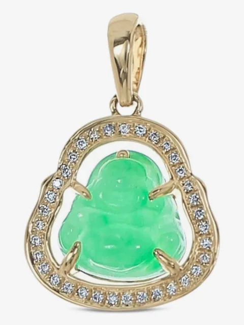 Dana Rebecca Designs Pendente Buddha in oro 14 carati con diamanti e giada