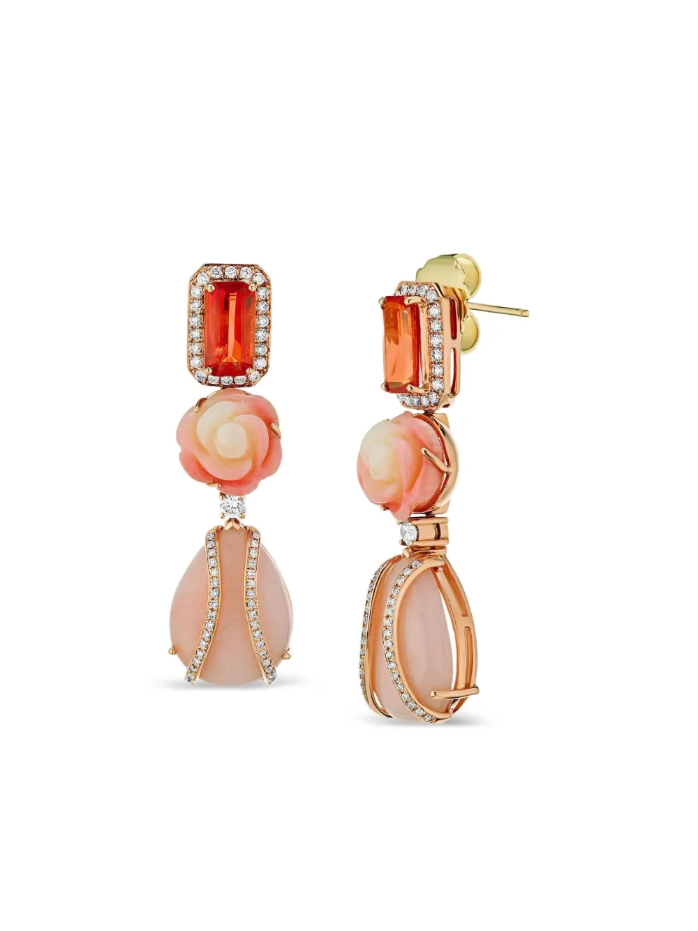 Alexander Laut 18k Rose Gold Multi-stone Earrings In Multi