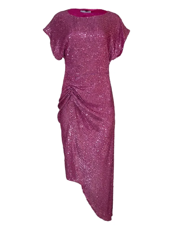 In The Mood For Love Sequin Draped Midi Dress | Pink | FARFETCH