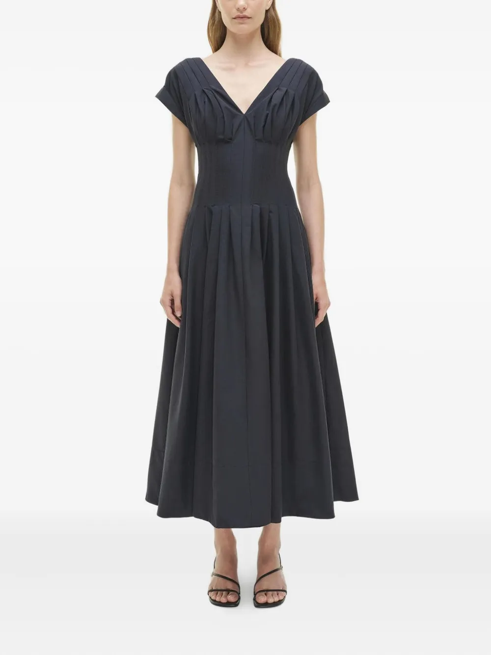 Simkhai pleated V-neck dress - Blauw