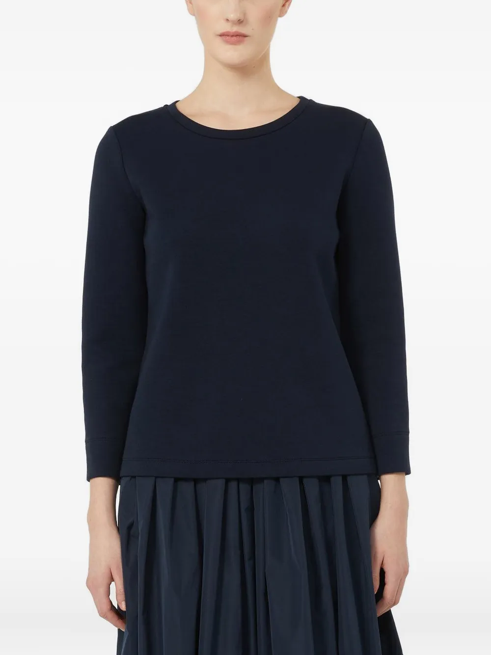 Max Mara Top met cropped mouwen en ronde hals Zwart