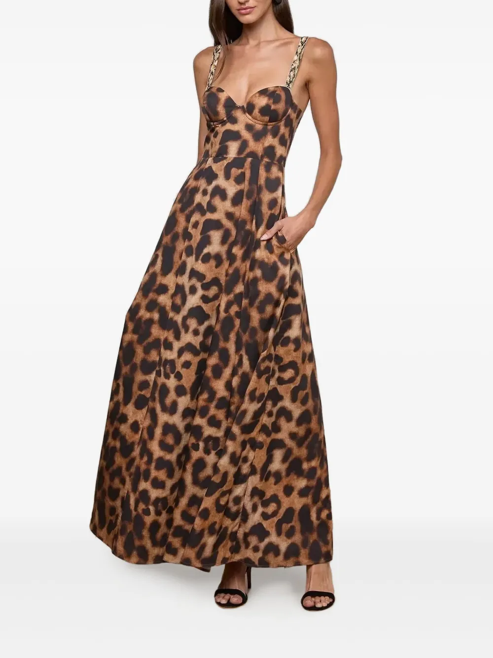 L'Agence Sutton maxi-jurk met luipaardprint - Beige