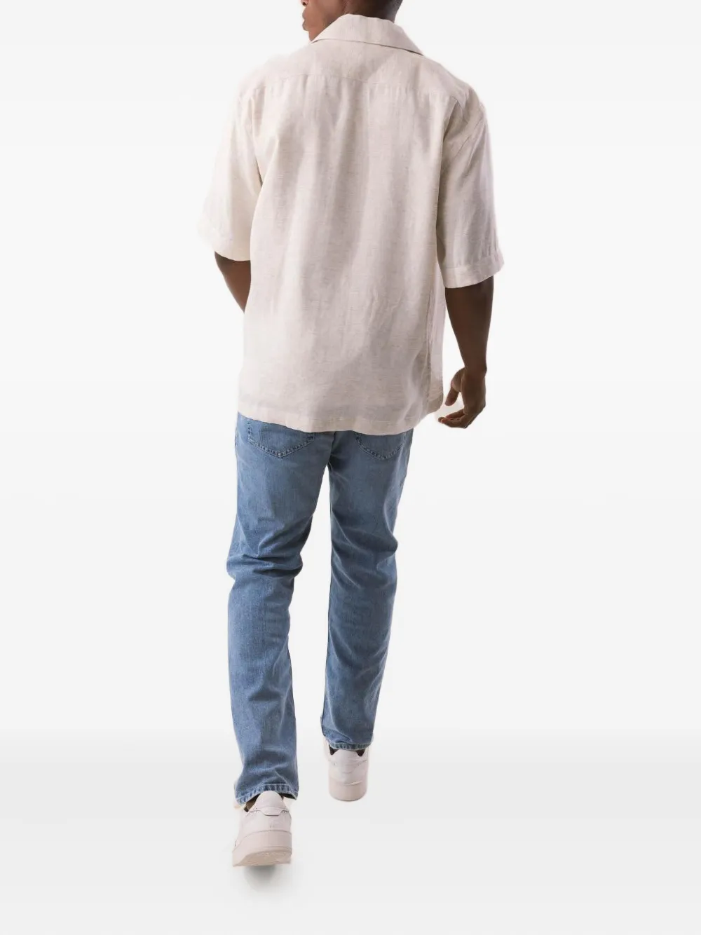 Eleventy Overhemd met zak en korte mouwen Beige