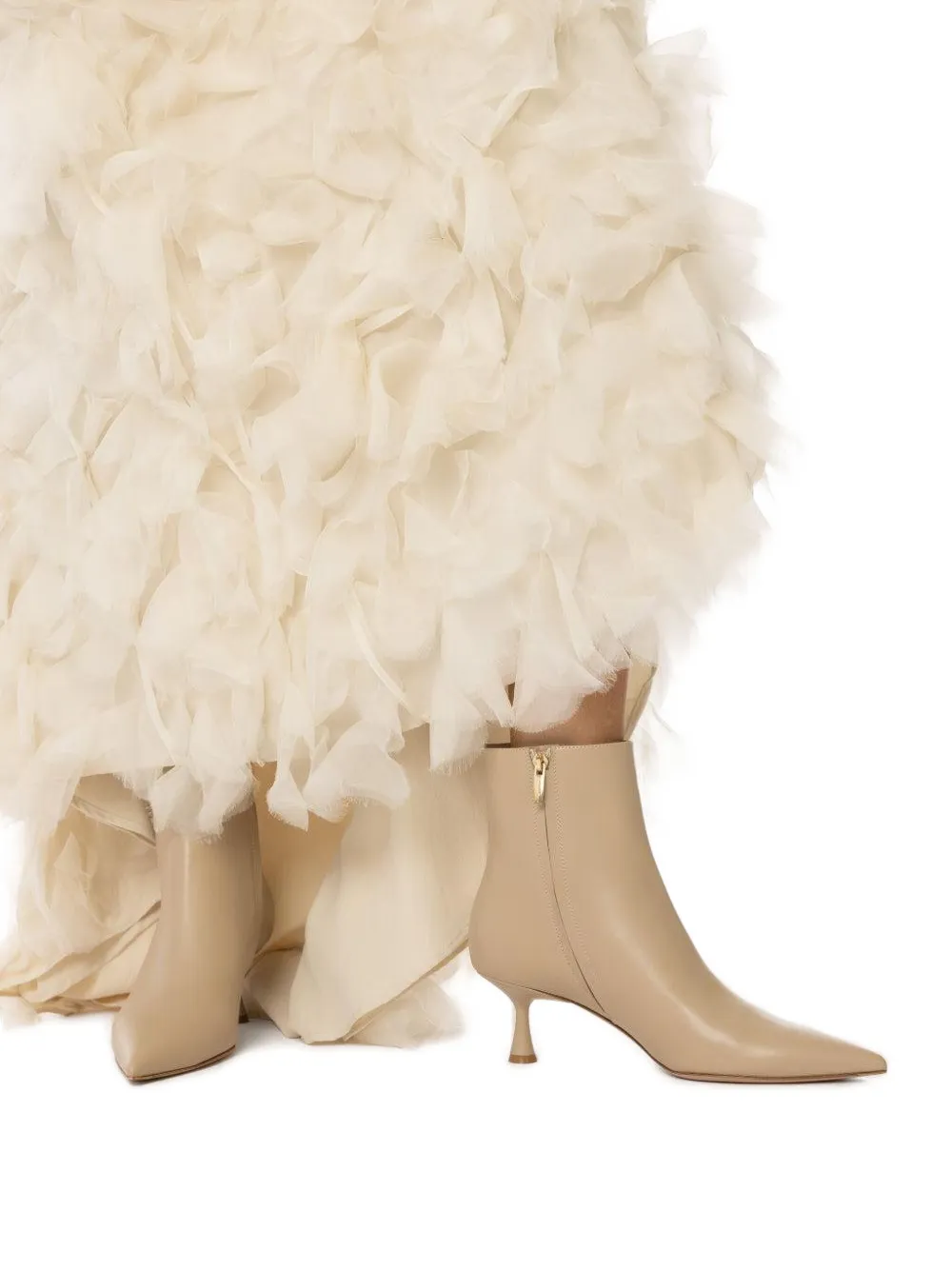 Gianvito Rossi 55mm Murray enkellaarzen met puntige neus Beige