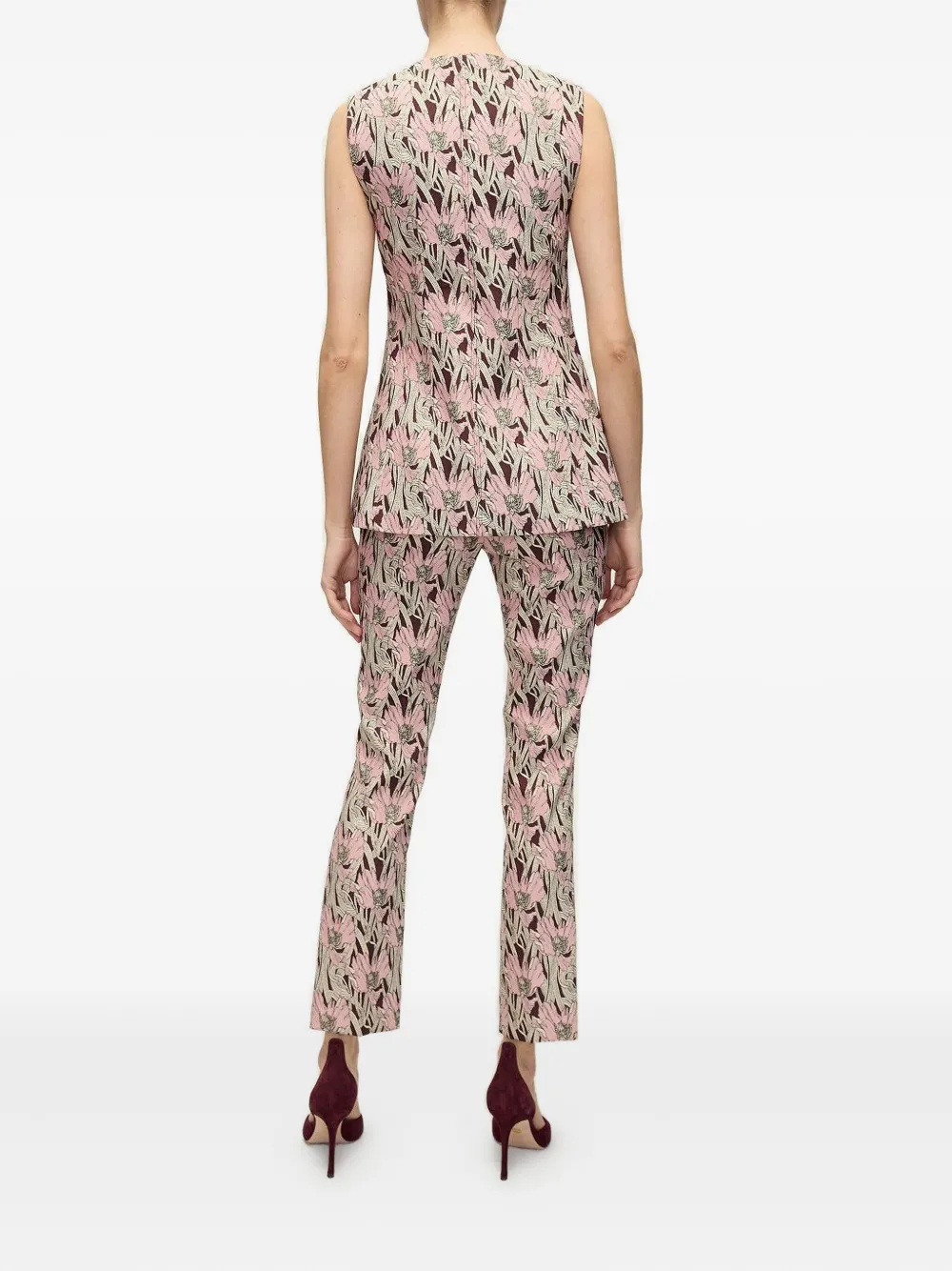Veronica Beard Jessup Floral Vest In Raisin Multi In Red