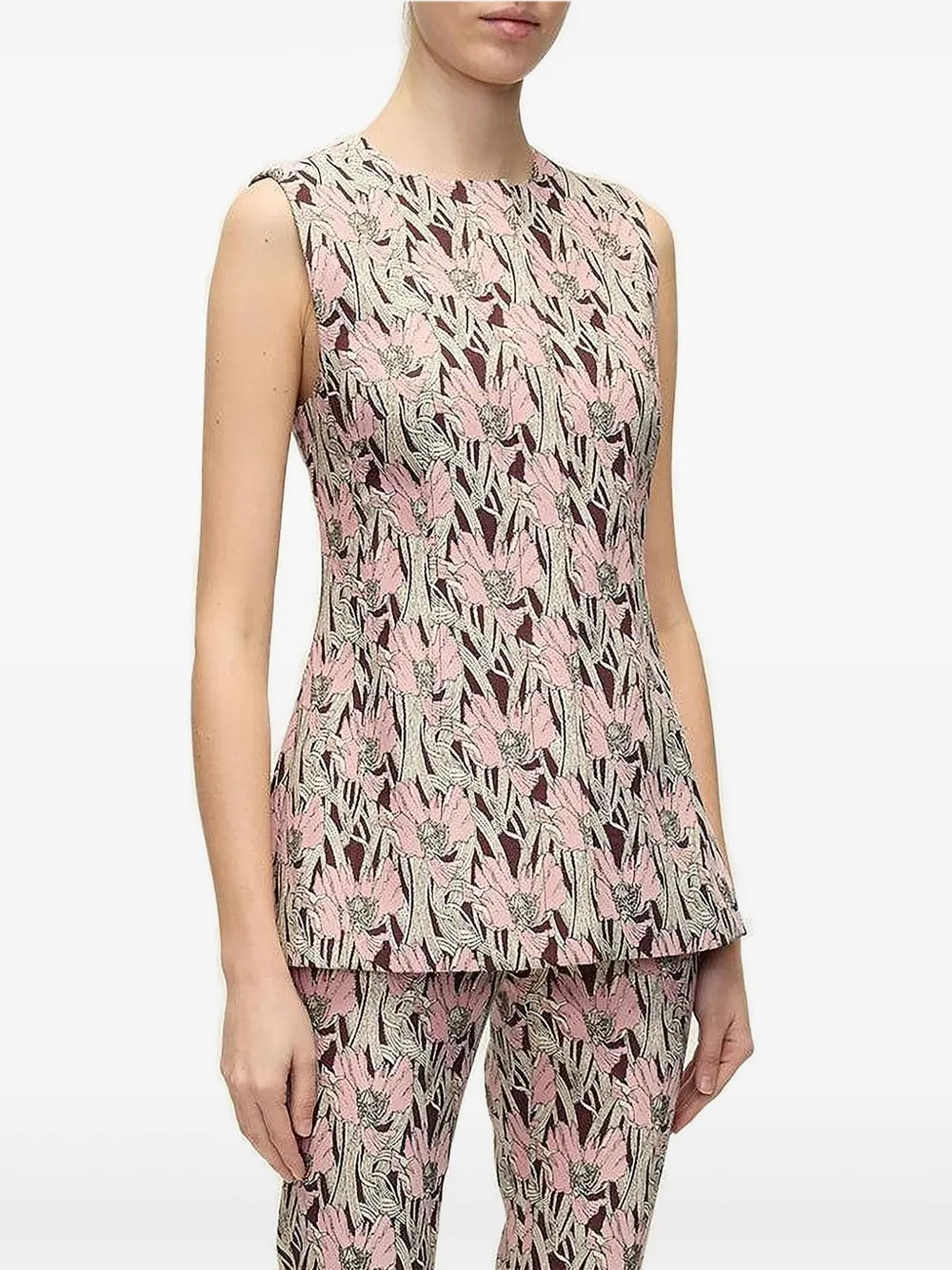 Veronica Beard Jessup Floral Vest In Raisin Multi In Red