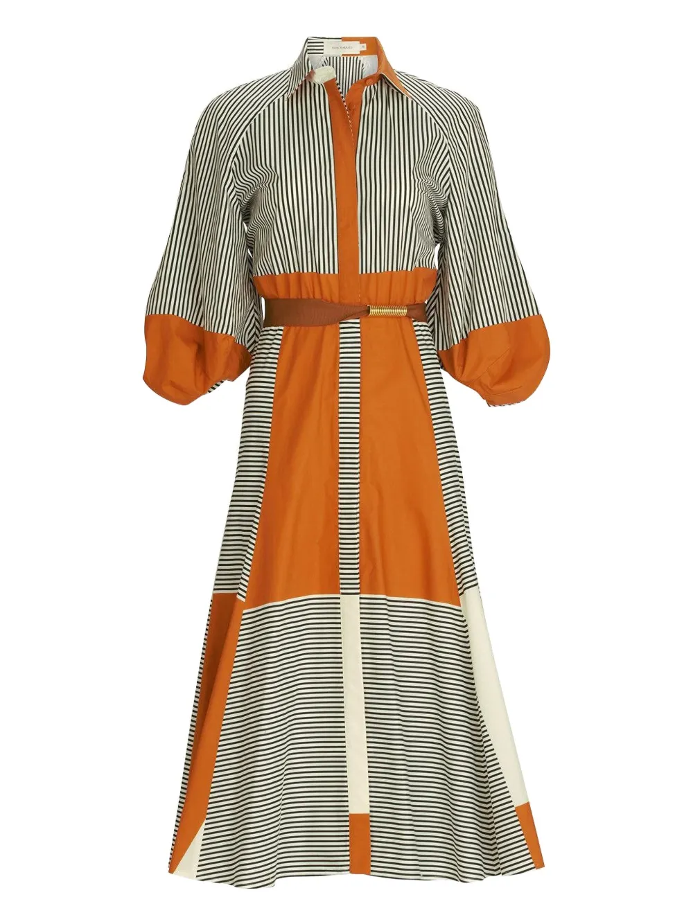 Silvia Tcherassi Agostina stripe-panelled shirt dress | Orange | Image 1