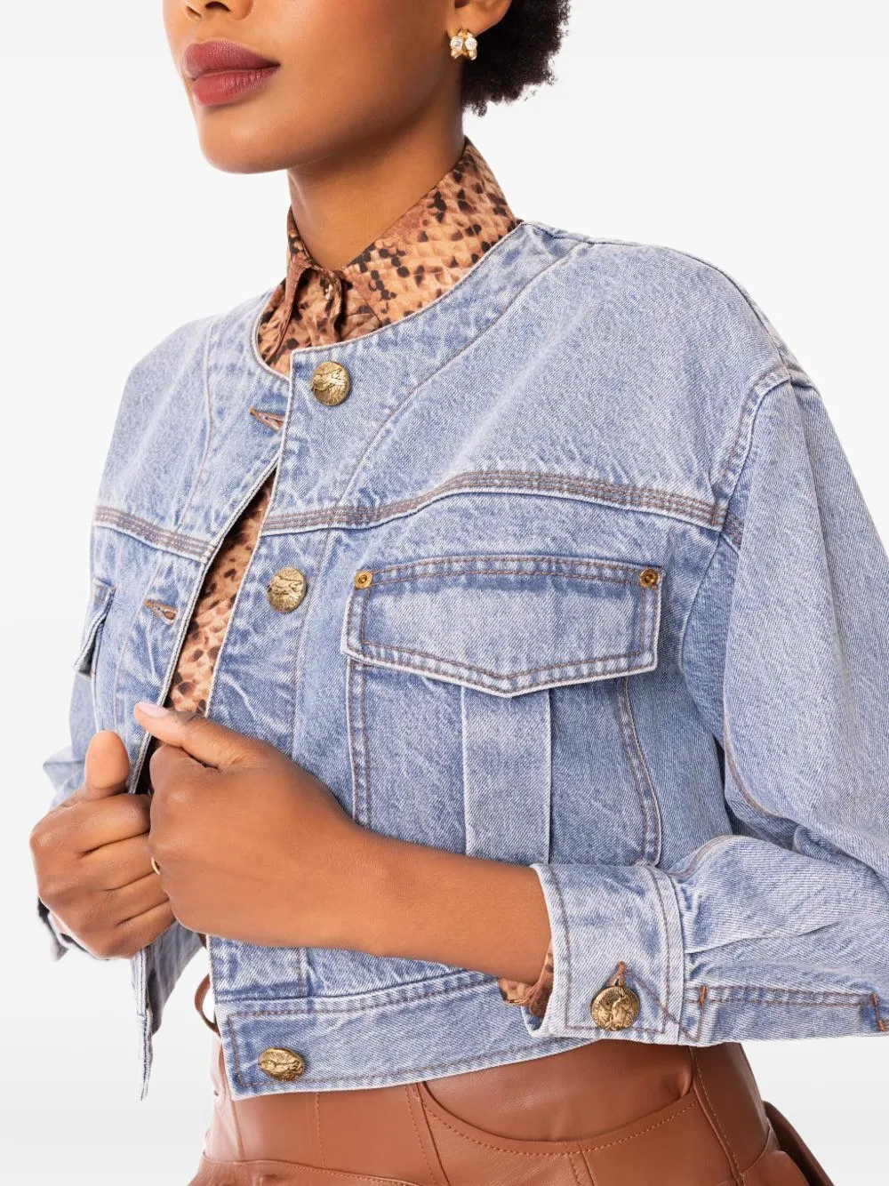 Zimmermann Button-up Denim Jacket In Brown