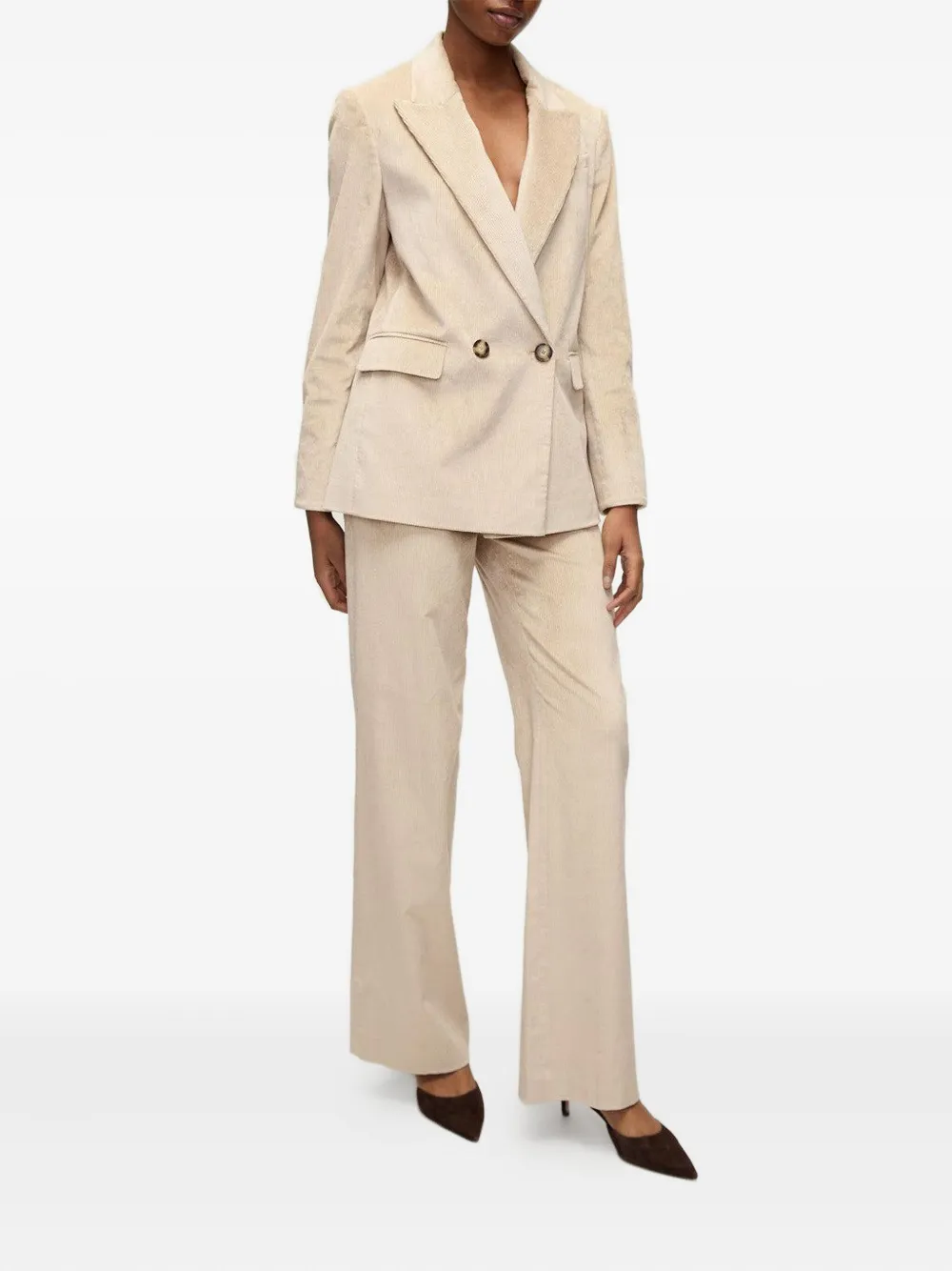 Veronica Beard Corduroy Double-breasted Blazer In Neutral