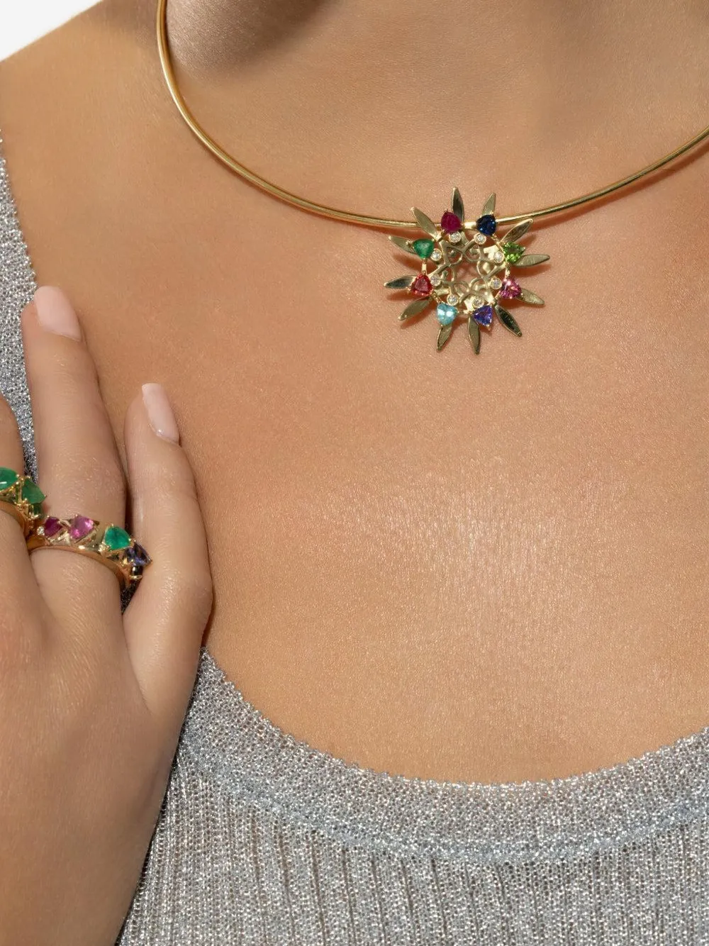 Carol Kauffmann 18k Yellow Gold Sun Necklace In Gold