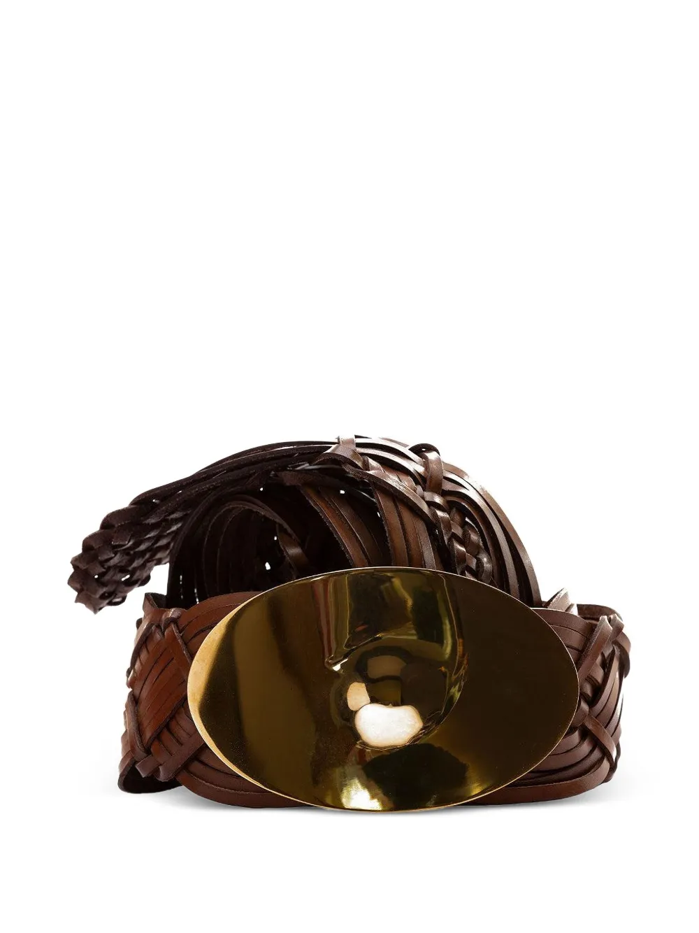 Silvia Tcherassi Clarissa Woven Leather Belt In Brown