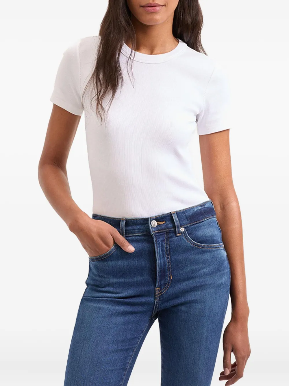Veronica Beard Pruitt Ribbed Crew-neck T-shirt In White