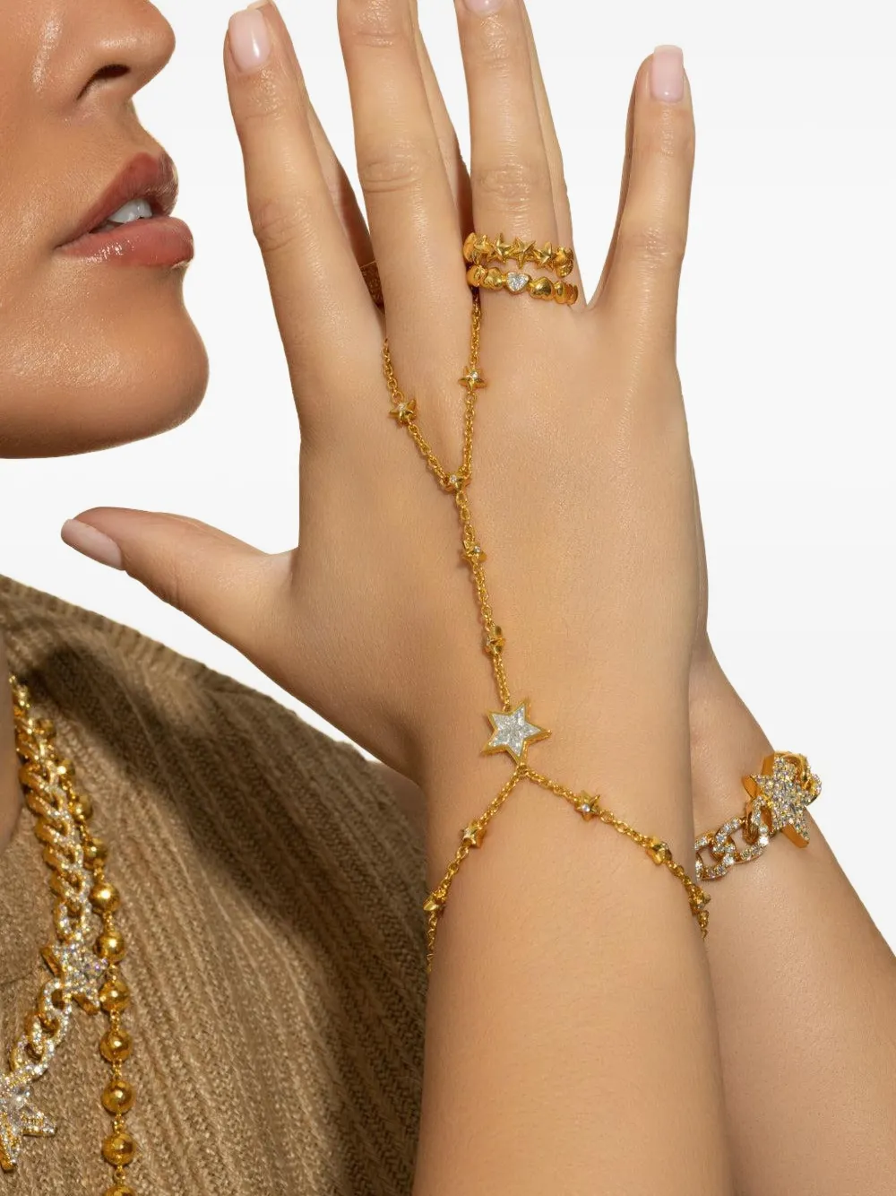 20k Yellow Gold Puffy Star Band Ring