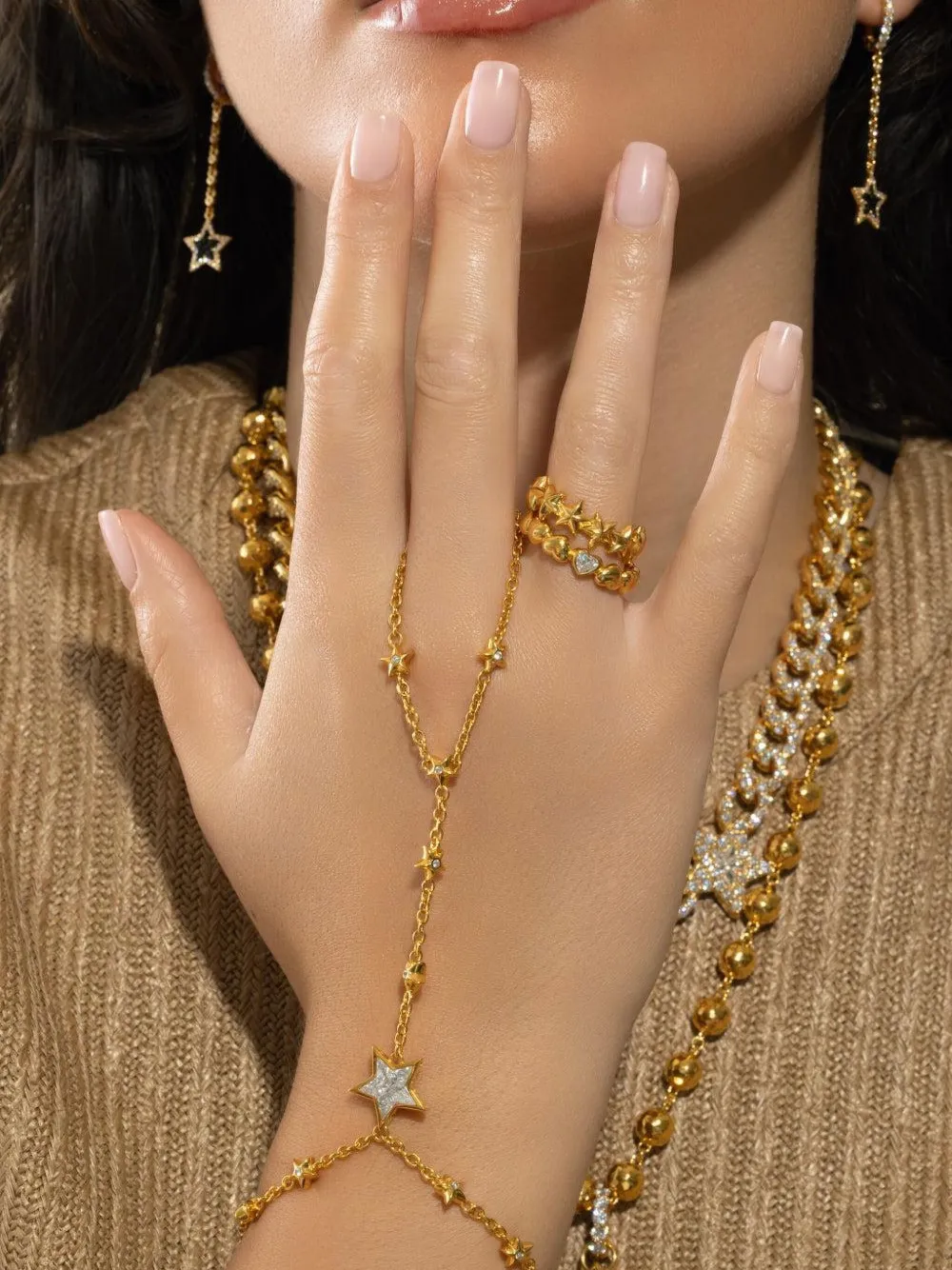 20k Yellow Gold Puffy Star Band Ring