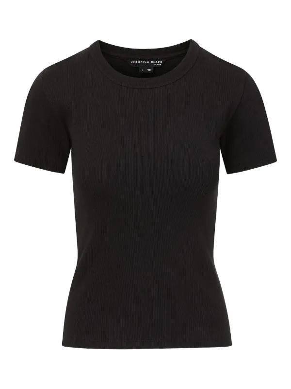 Veronica Beard Ribbed Crew-neck T-shirt in Black