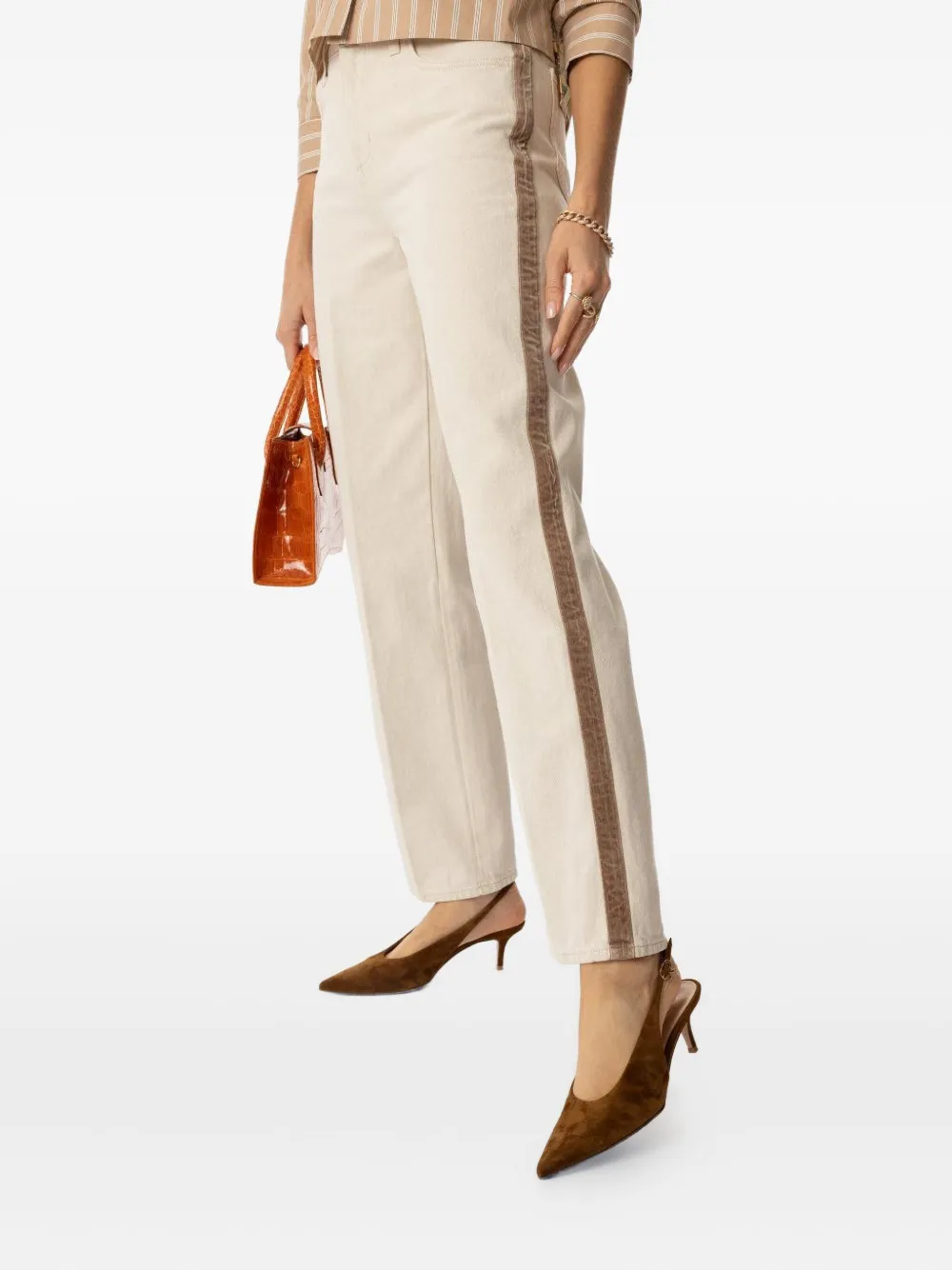 L'agence Jones Side-stripe Jeans In Neutral