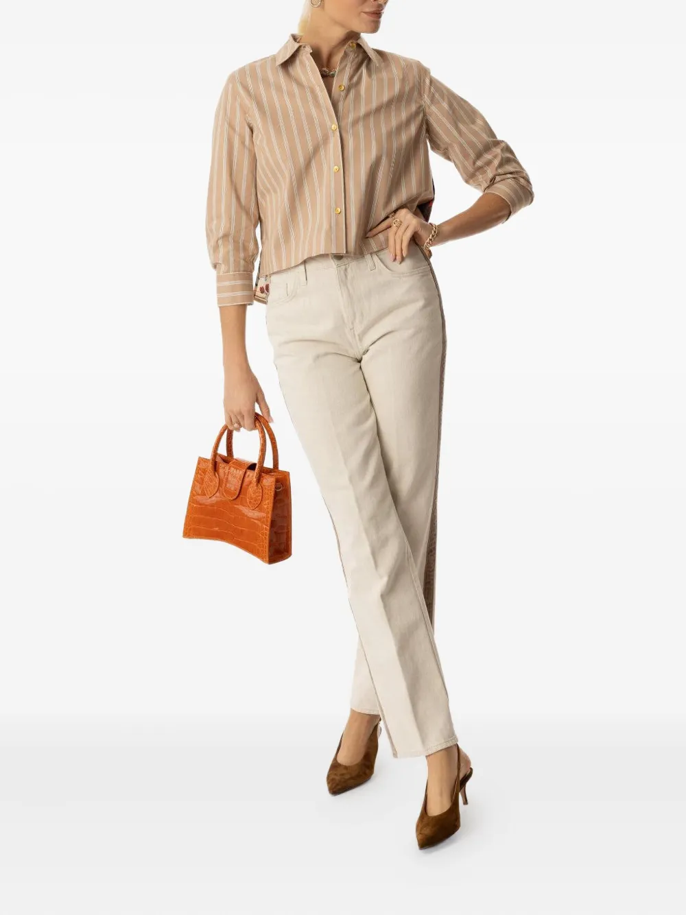 L'agence Jones Side-stripe Jeans In Neutral