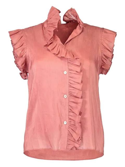 Christy Lynn Marfa ruffled mock-neck shirt