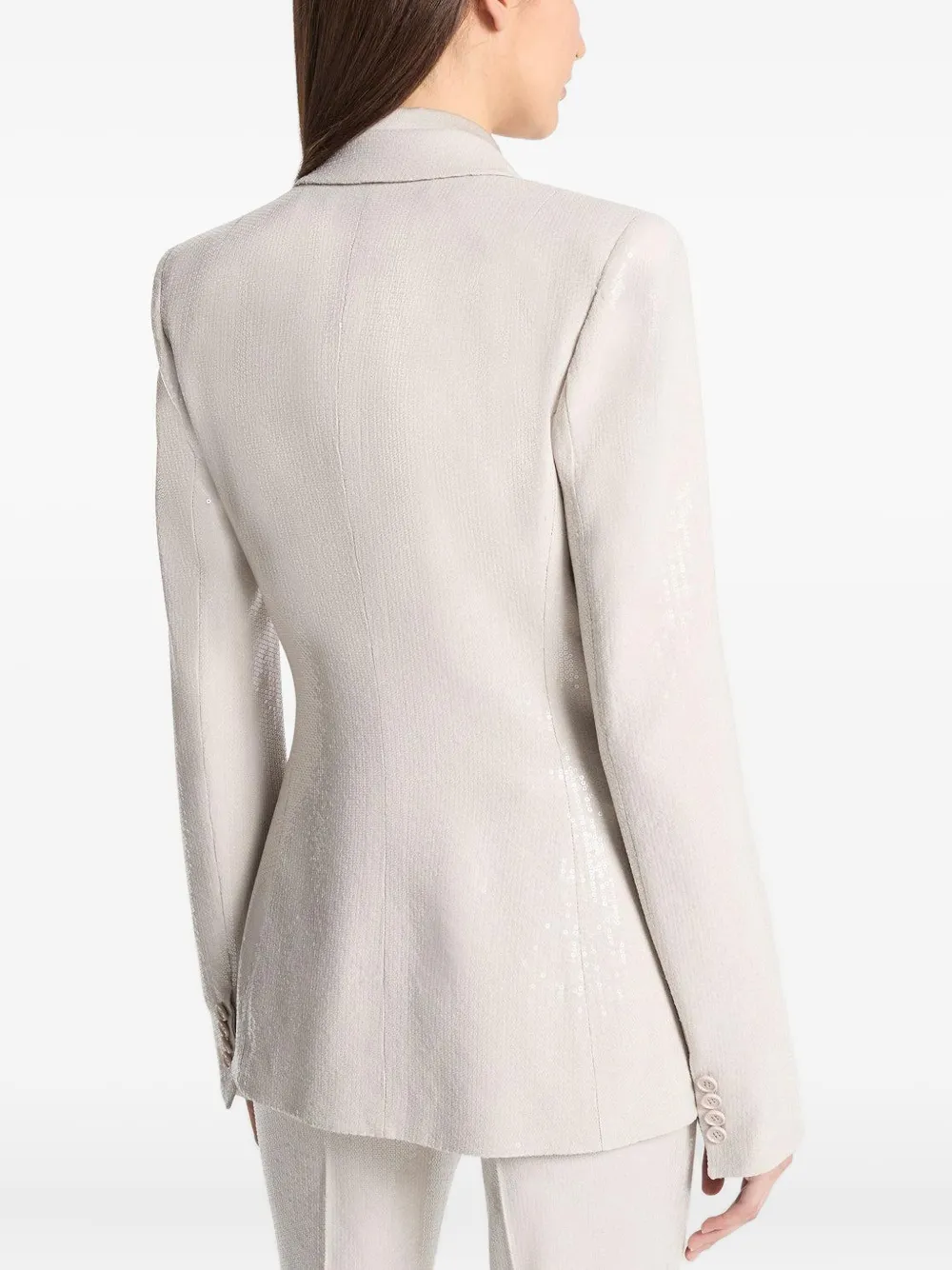 Michael Kors Collection Georgina blazer met pailletten en enkele rij knopen Beige