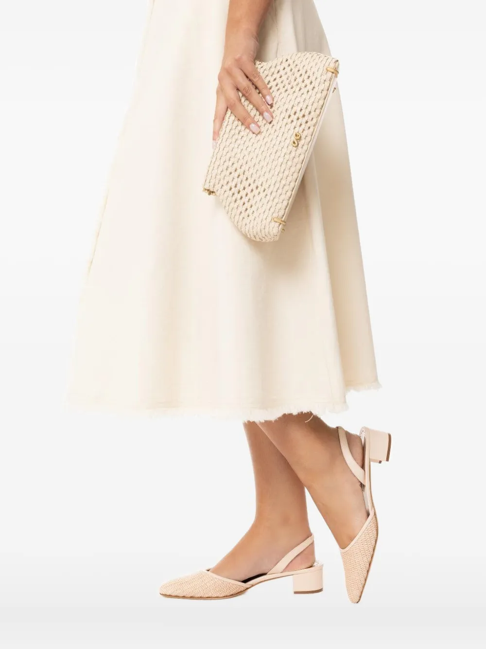Manolo Blahnik 30mm Raffro Samba Tondo Woven Slingback Pumps In Gold