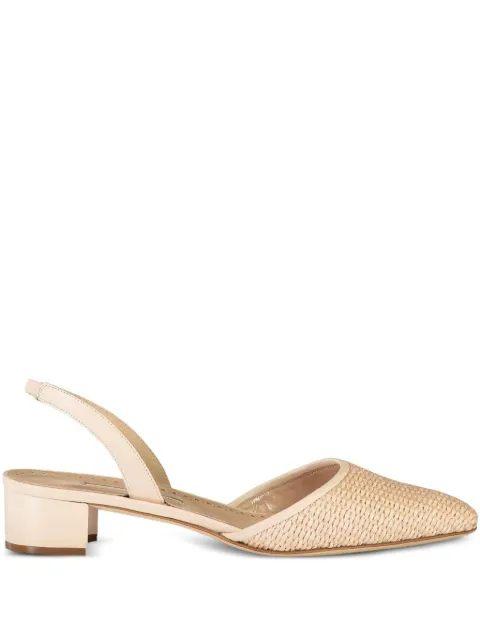 Manolo Blahnik 30mm Raffro Samba Tondo woven slingback pumps